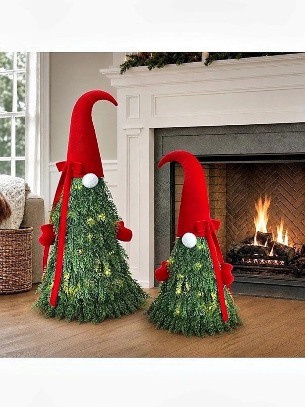 Christmas Gnome Tree Decorations Green & Red Like New
